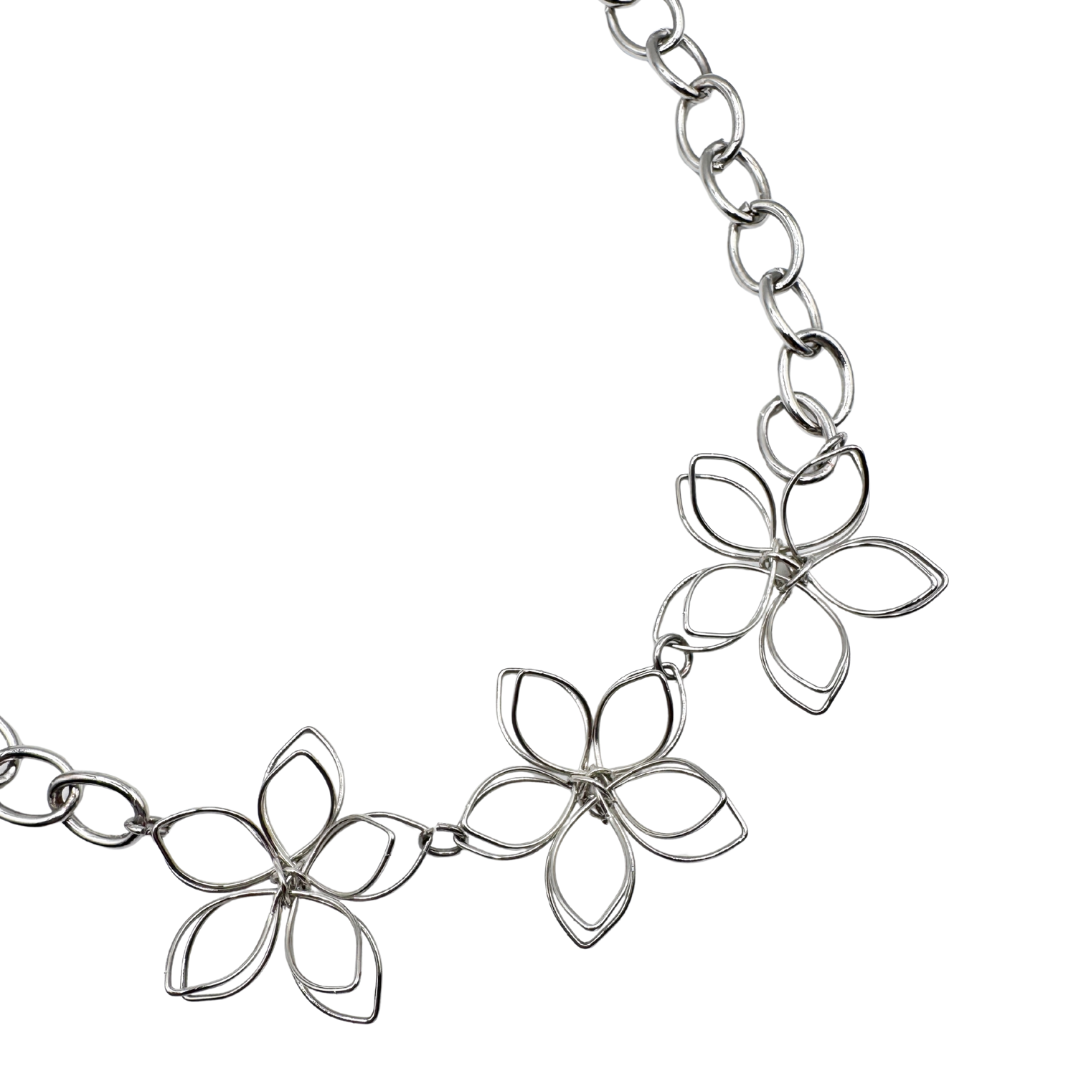 Upcycled Chunky Chain and Wire Flower Necklace