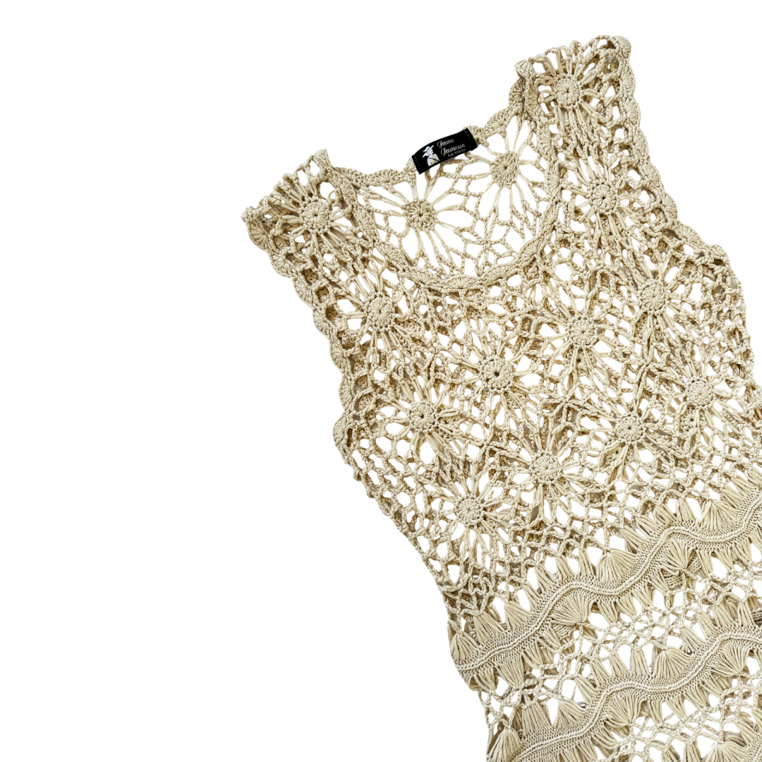 Jeune Jeunesses Beige Floral Crochet Dress | Extra-Small / Small