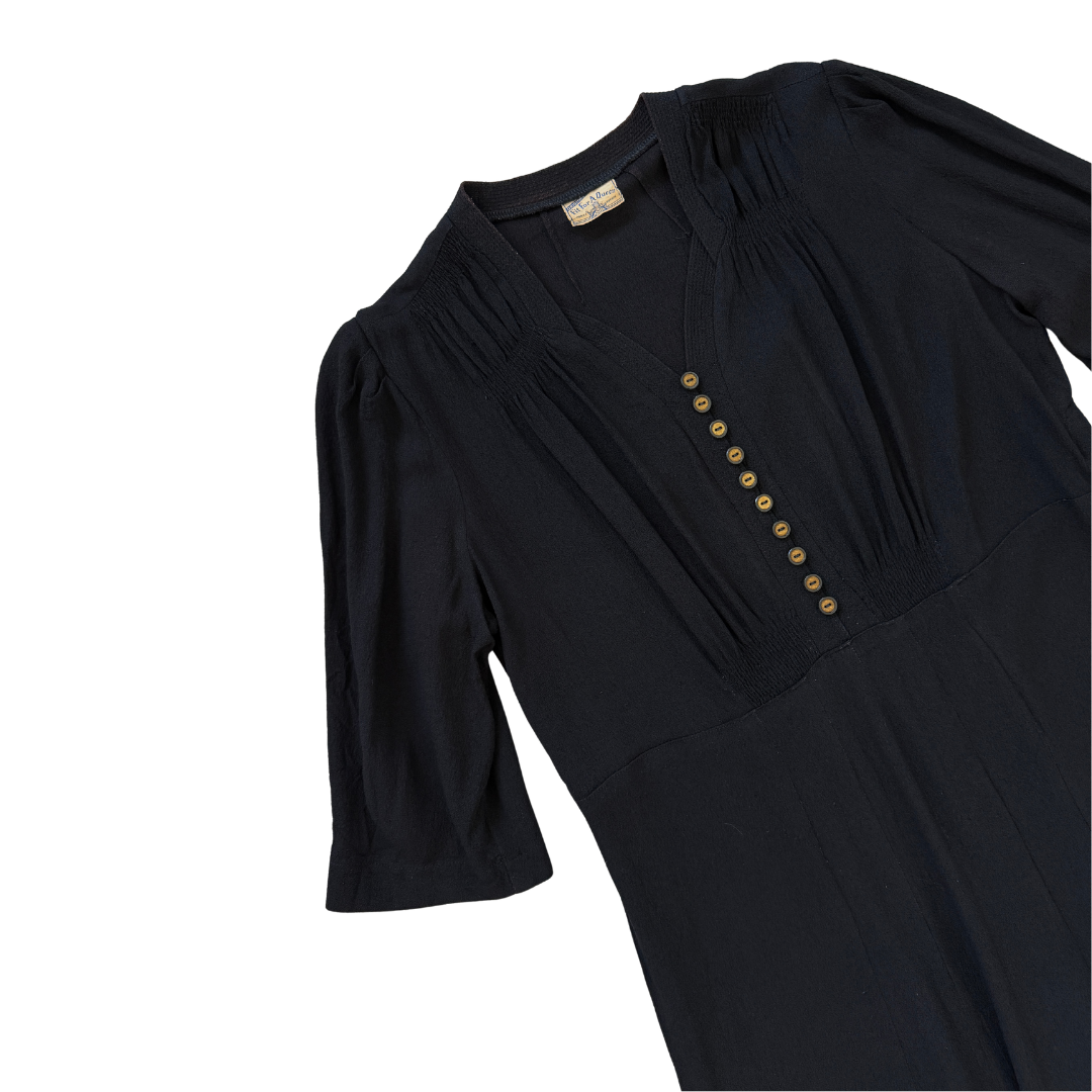 Fit for a Queen Black Midi Dress with Buttons | 2X