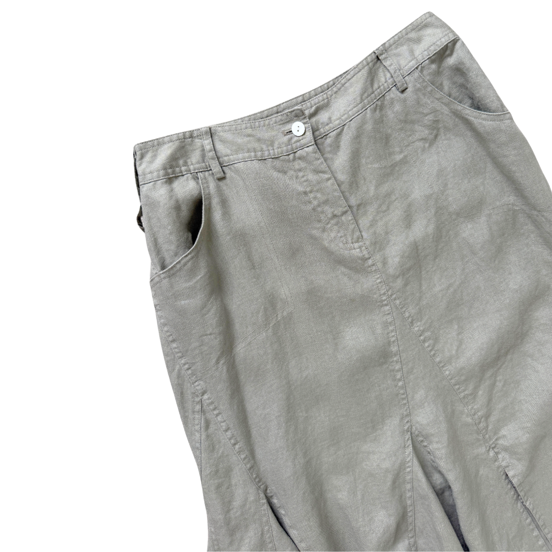 Spanner Linen Cargo Maxi Skirt with Ruffle Hem | Medium - Large