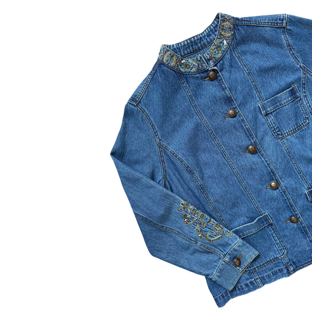 Tanjay Petites Embroidered Denim Jacket | Large / Extra-Large