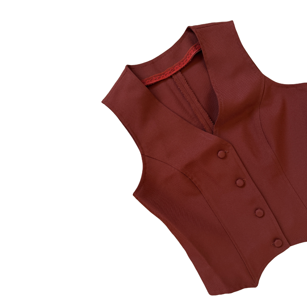 Burnt Orange Fitted Vest | Extra-Small