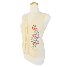 Load image into Gallery viewer, Up-cycled Hand Embroidered Vintage Wool Vest with Pastel Floral Embroidery | S

