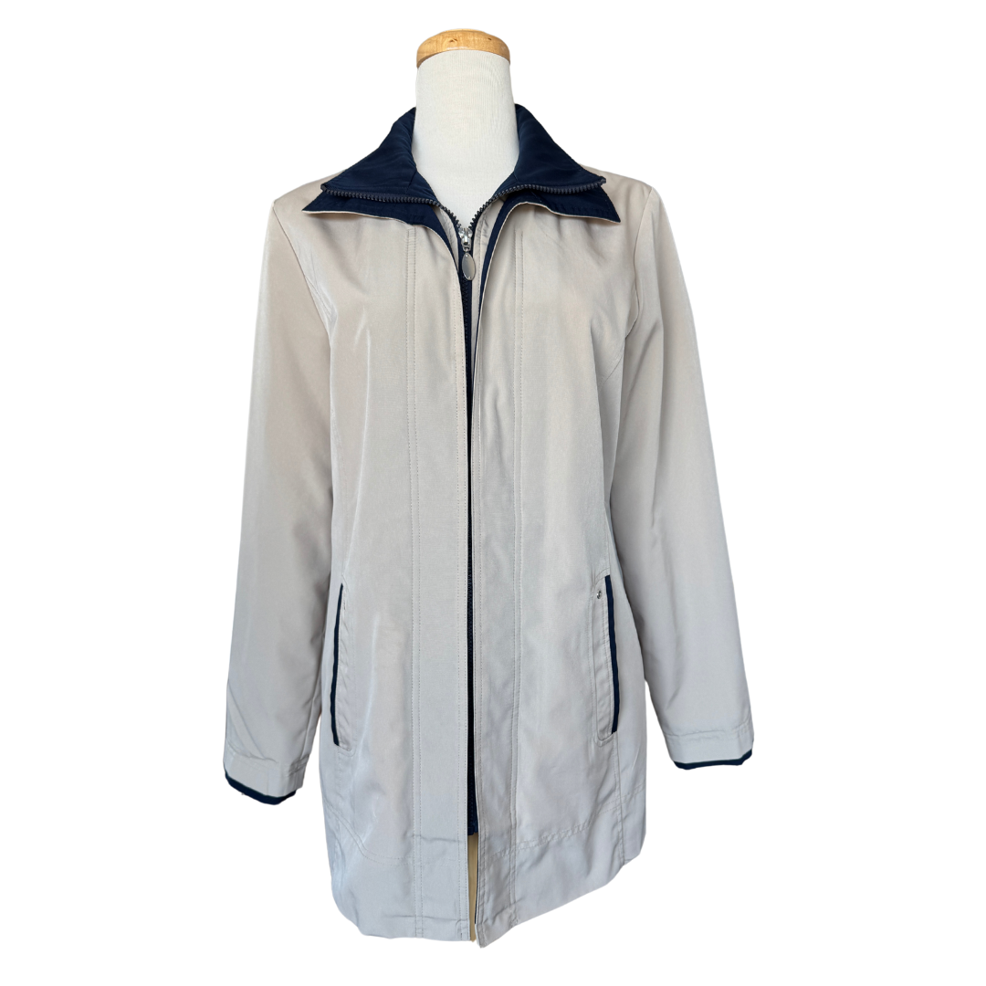 Liz Claiborne Taupe and Navy Chore Coat Barn Jacket | Small-Medium