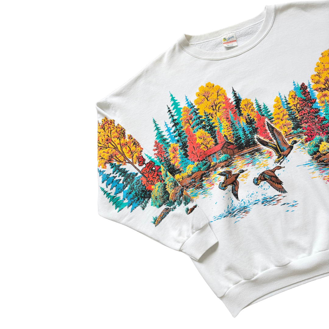 Lifestyles TM 1991 Ducks on a Lake Crewneck Sweatshirt | Men's XL Women's 2X