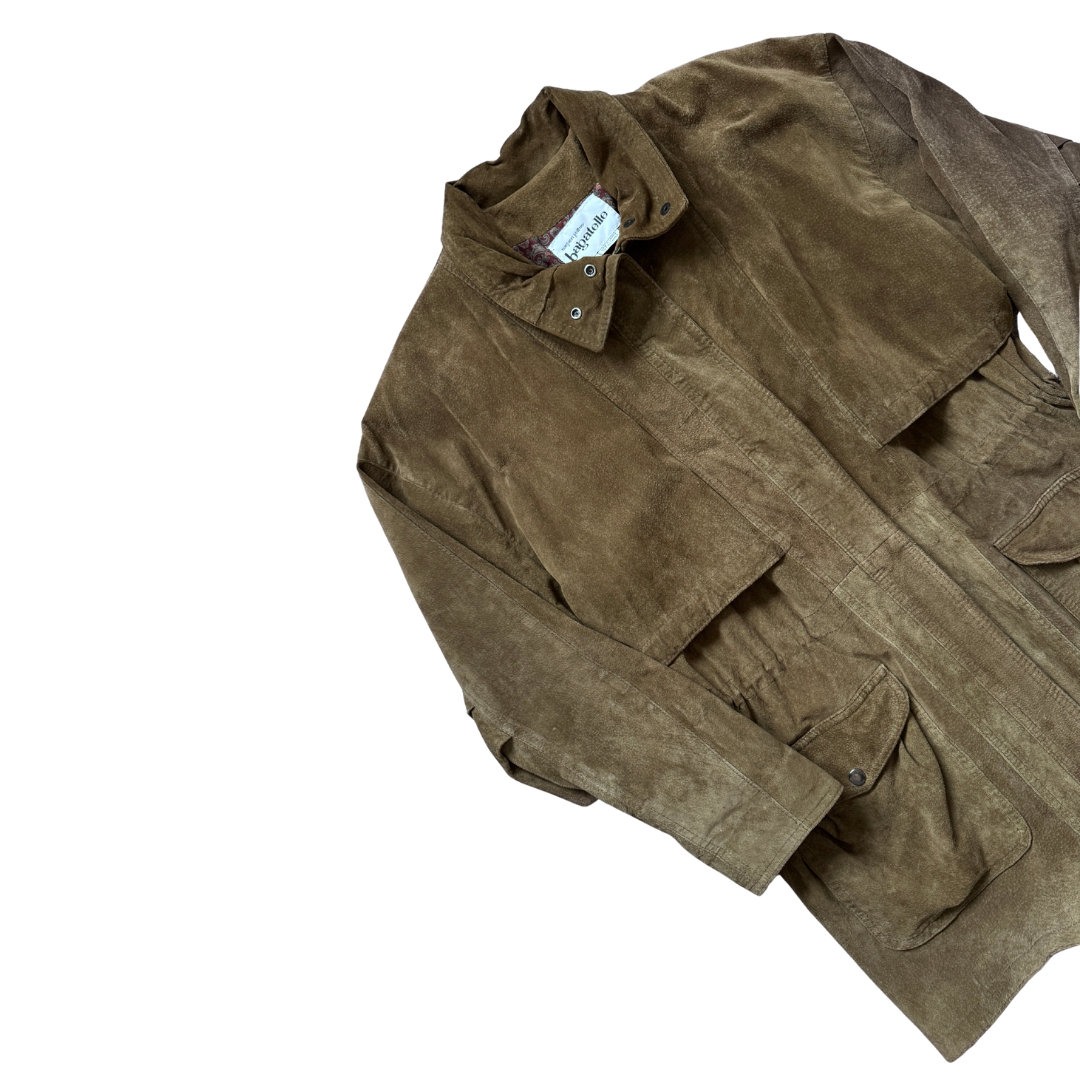 Margaret Godfrey Bagatelle Olive Suede Coat | Medium-Large