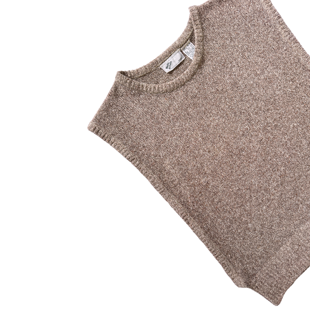 Martin de Galle Silk and Angora Blend Beige Vest | Medium-Large