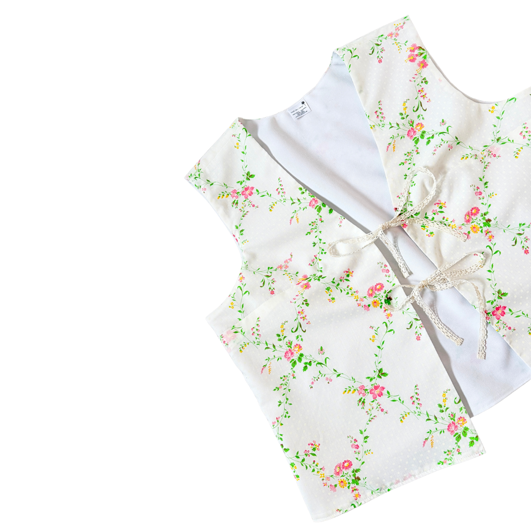 Recycled Pink Floral Tie-Front Vest | 2XL