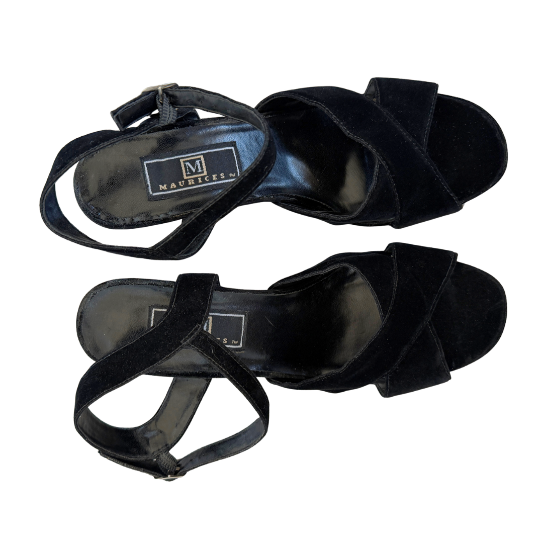Maurices Black Velvet High Heeled Sandals | 8