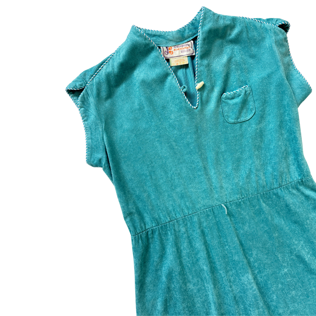 Junior Bazaar Teal Blue Terry Dress | Medium