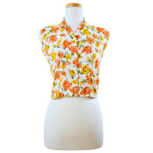 Load image into Gallery viewer, Sleeveless Button Down Blouse with Yellow and Orange Flowers | Extra-Small / Small
