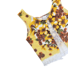 Load image into Gallery viewer, Recycled Vintage Yellow and Brown Floral Towel Vest | Small
