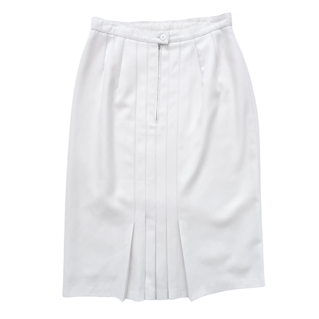 Town & Country Off White Pleated Midi Skirt | Medium