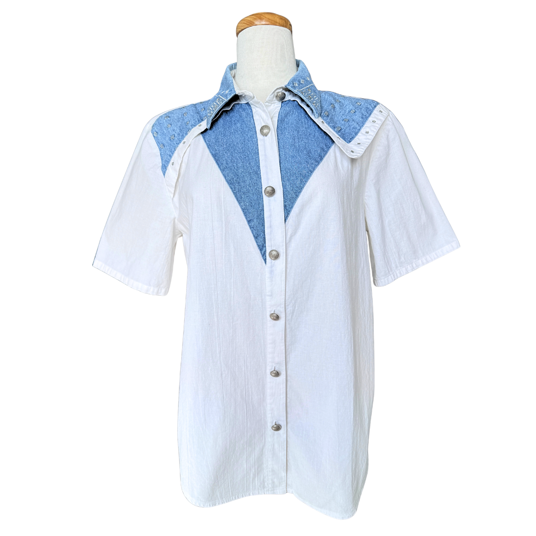 City Girl Sport Cotton and Denim Blouse | Large