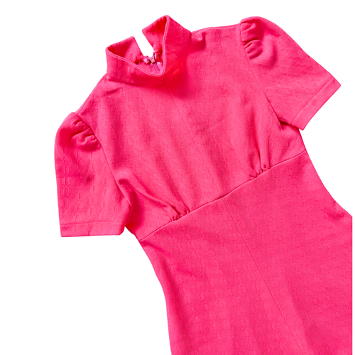 70s Neon Pink Fortrel Babydoll Mini Dress | Extra-Small