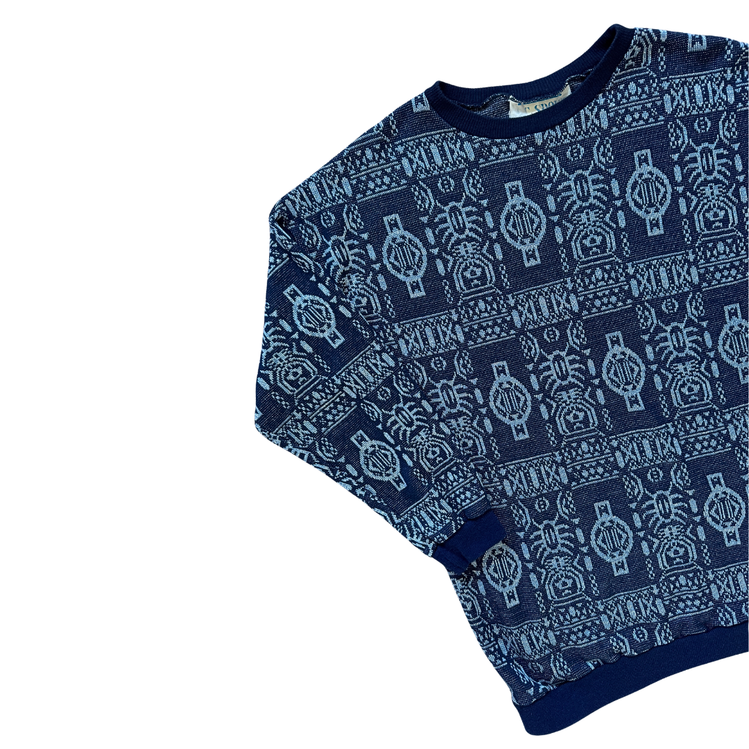 AC Sport Navy Geometric Knit Sweater | Large