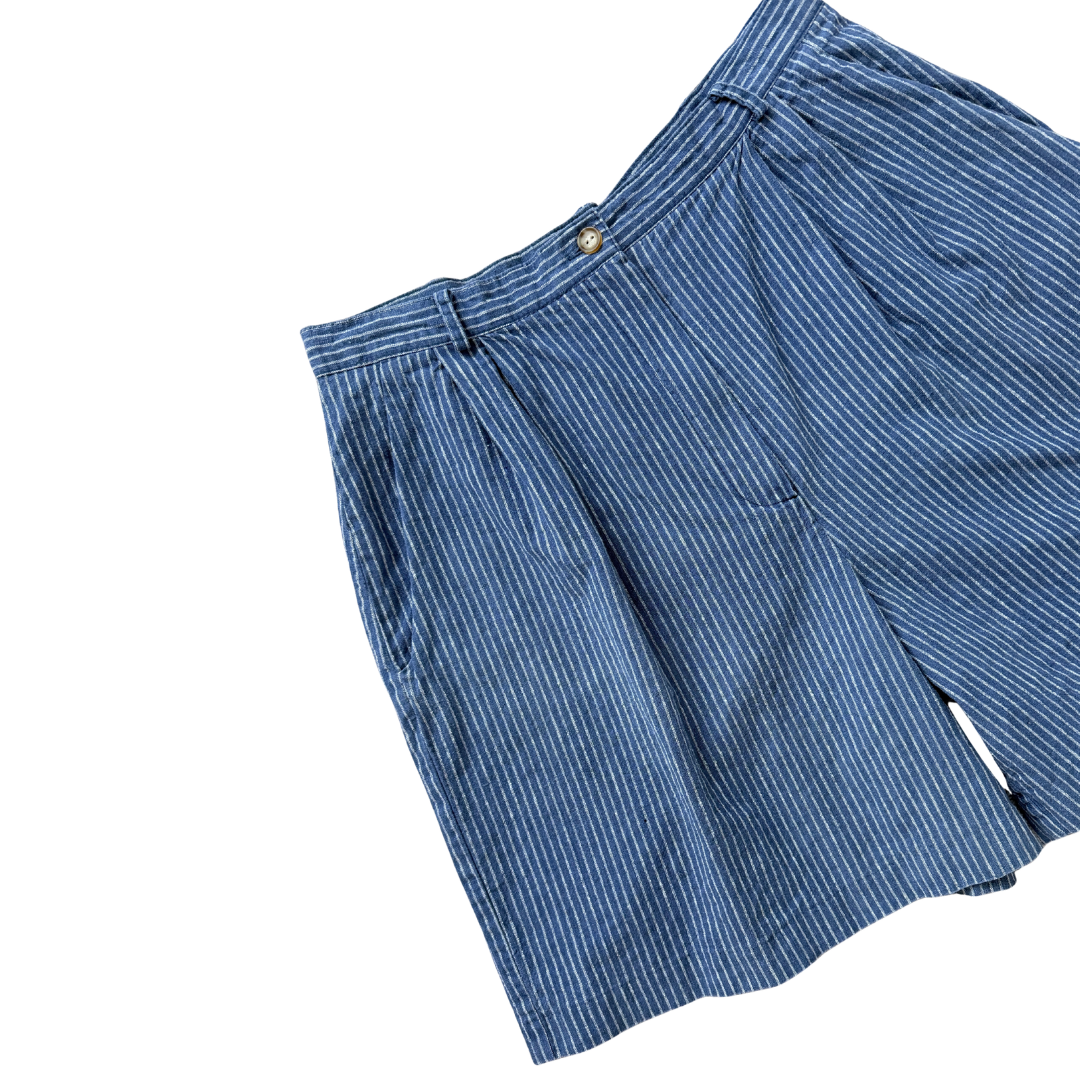 Weekend Edition Blue and White Striped Shorts | Extra-Large