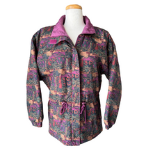 Load image into Gallery viewer, Purple and Green Abstract Print Fall / Winter Jacket | Small-Medium
