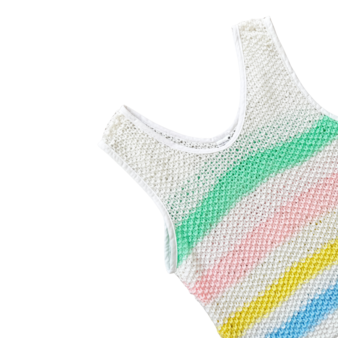 Recycled Pastel Stripe Knit Tank Top | Large / Extra-Large