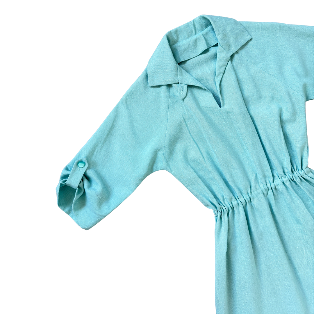 Pale Blue Collared Midi Dress | Small