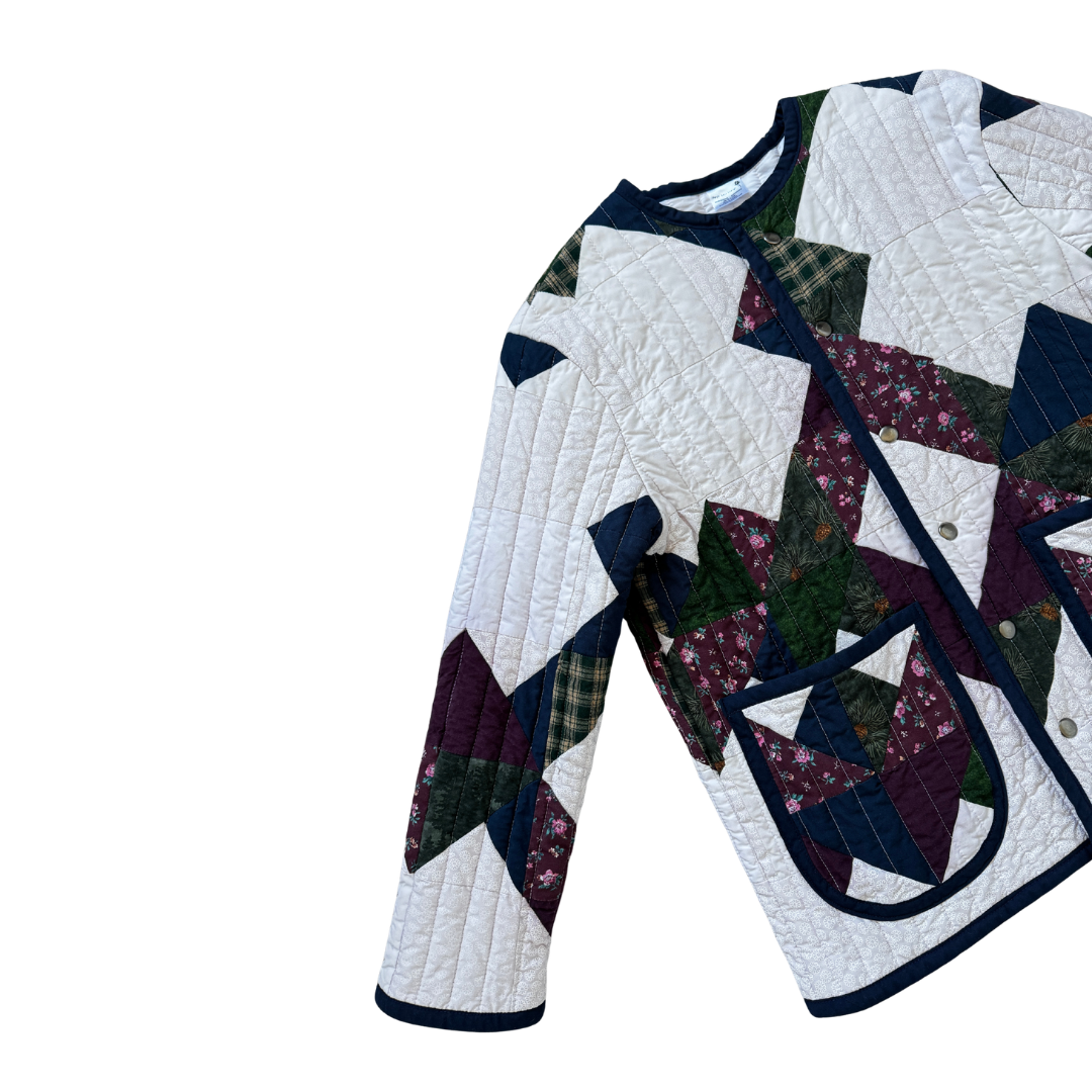 Recycled Geometric Pinecone Quilted Jacket | Small / Medium