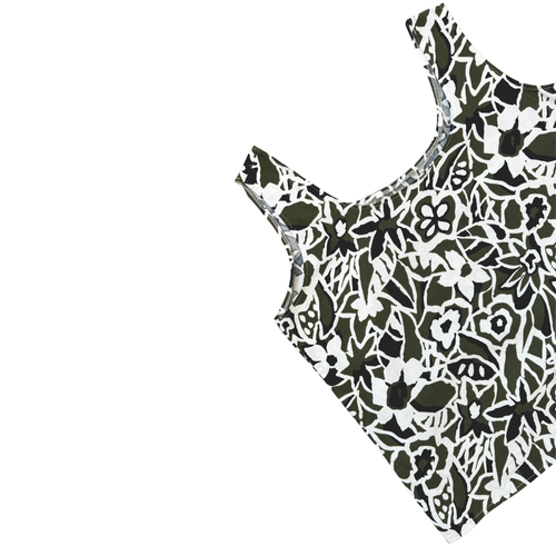 Bold Green and Black Floral Print Tank Top | Medium