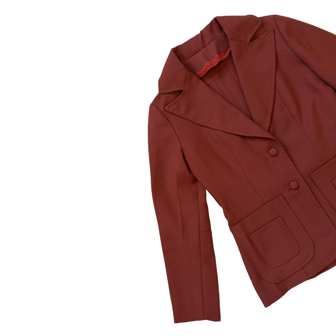 Burnt Orange Pleated Back Blazer | Extra-Small