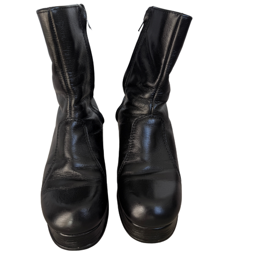 70s Black Leather Platform Boots | Men's 7, Women's 8