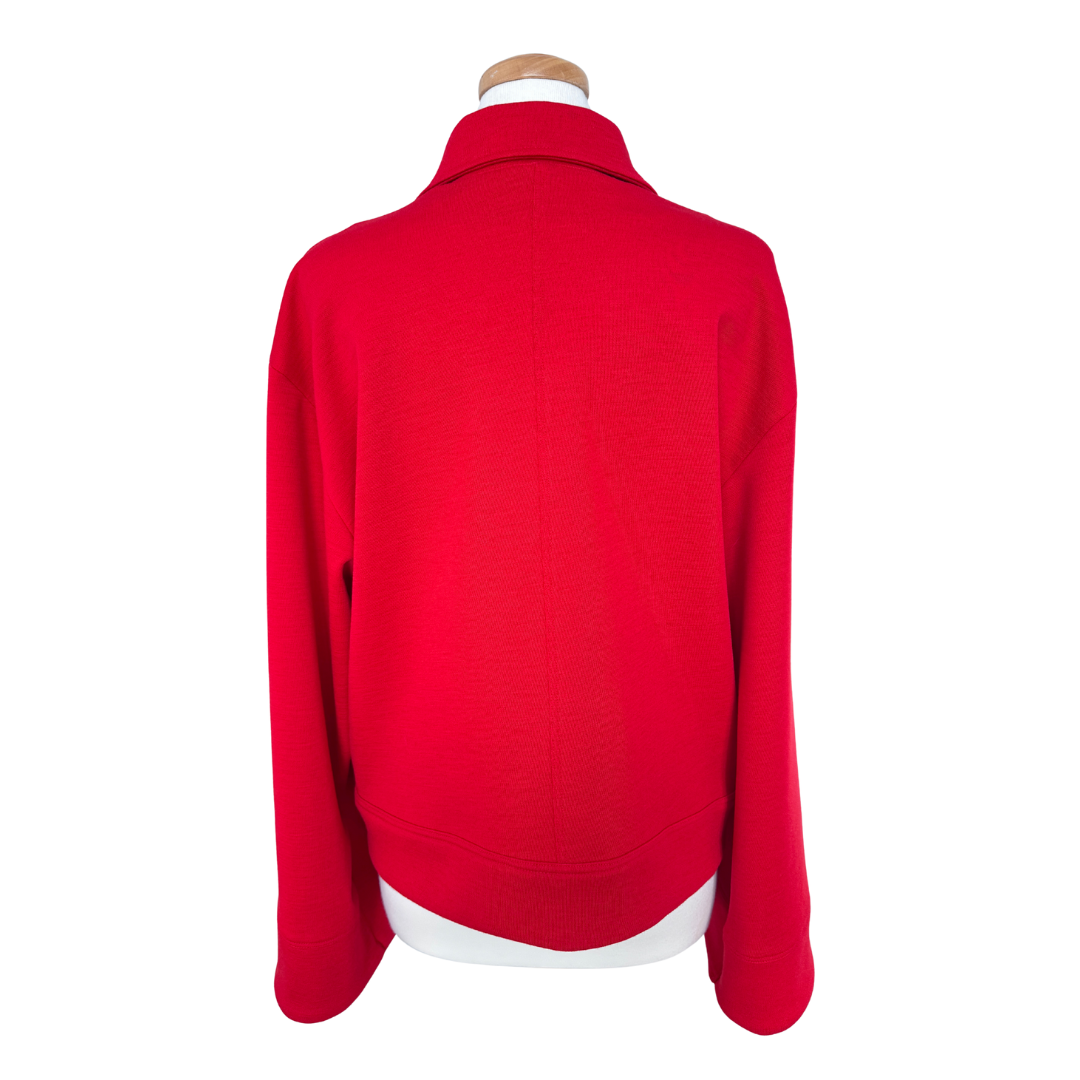 Bright Red Virgin Wool Relaxed Fit Jacket | Large / Extra-Large