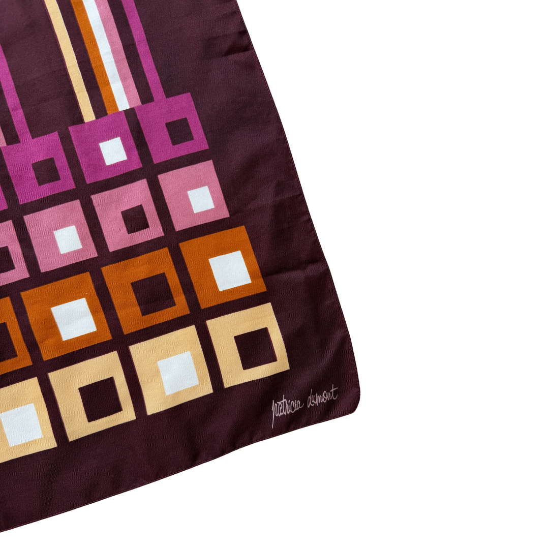 Patricia Dumont Burgundy Geometric Print Square Scarf