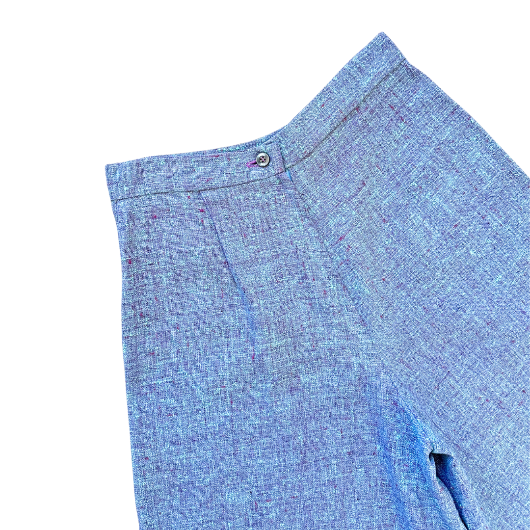 Purple and Blue Marled Raw Silk Culottes / Shorts | Medium