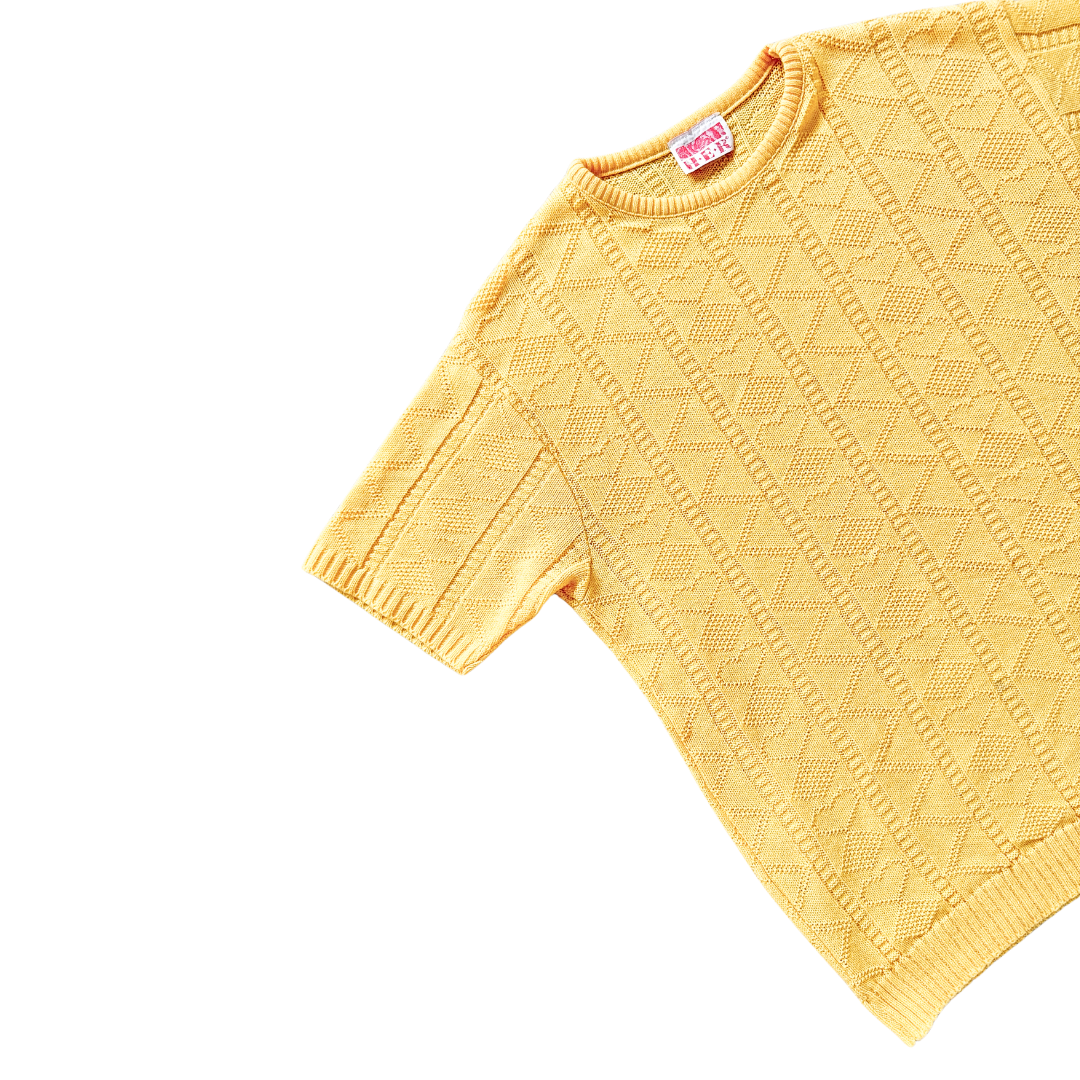 H.E.R. Yellow Heart Short Sleeve Knit Sweater | Large