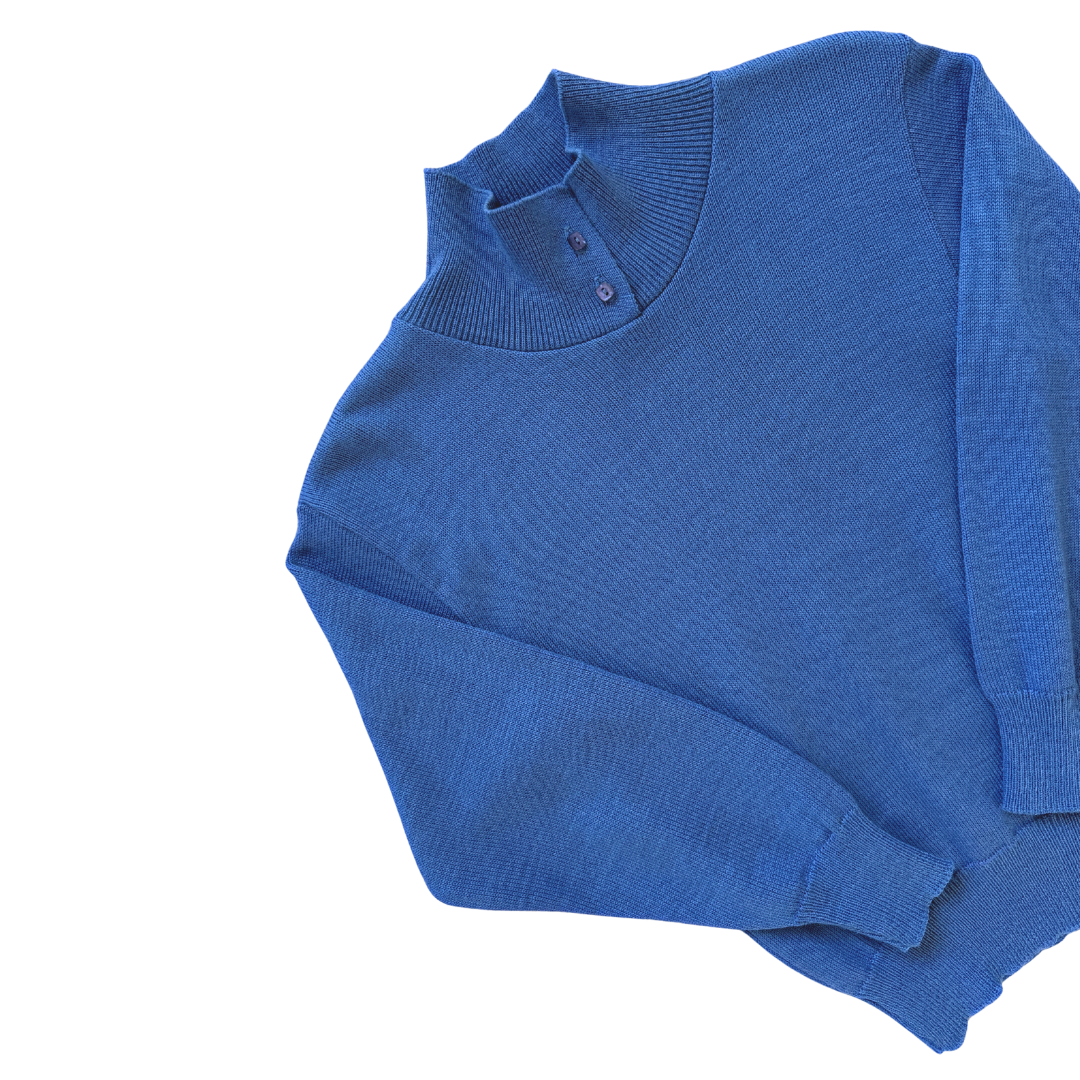 Calvin Klein Blue Wool Blend High Neck Sweater | Extra-Small / Small