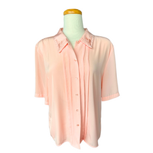 Load image into Gallery viewer, Peach Pleated Blouse with Embroidered Collar | Extra-Large
