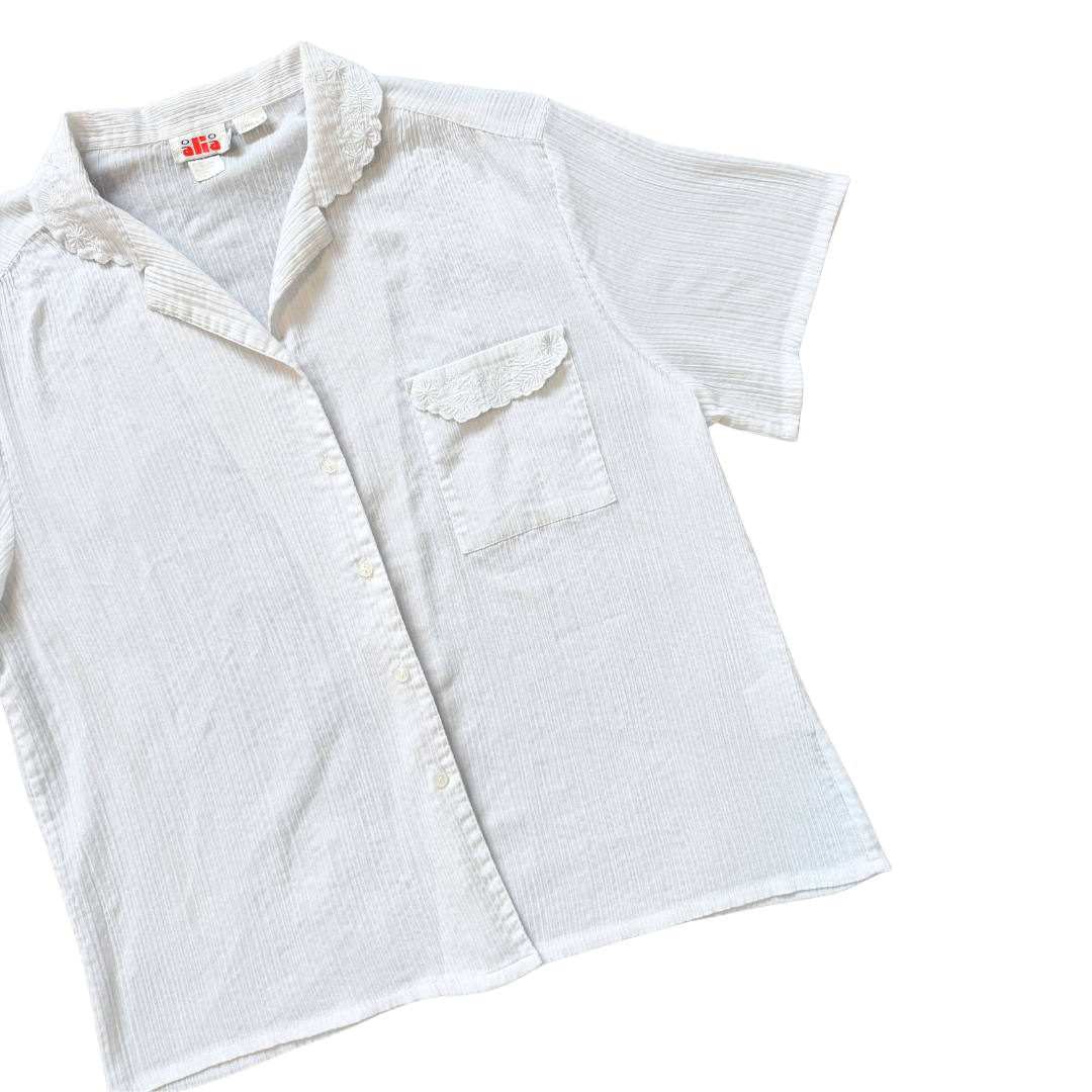 Alia White Scalloped Muslin Blouse | Extra-Large