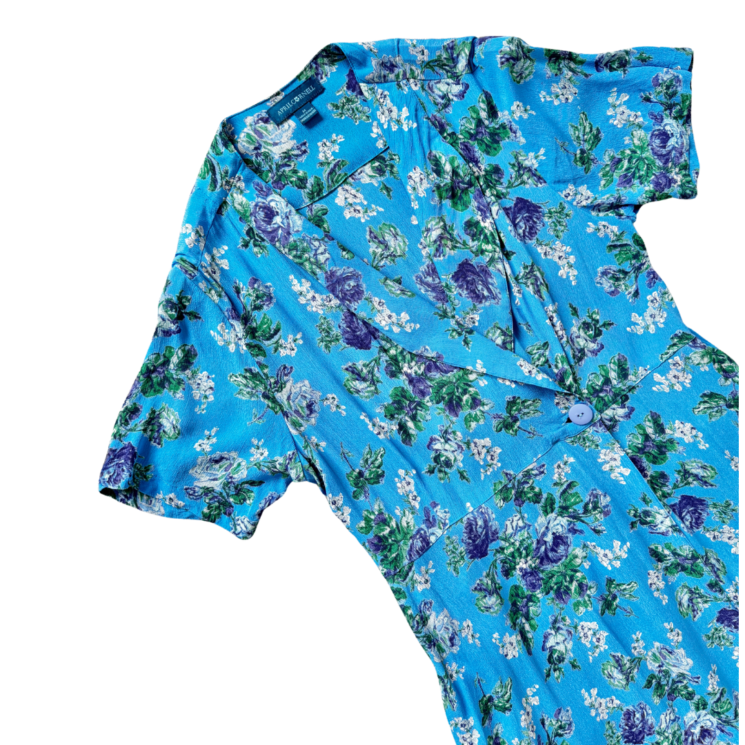 April Cornell Blue Floral Dress | Medium