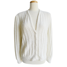 Load image into Gallery viewer, White Stripe Knit Cardigan | Medium-Large
