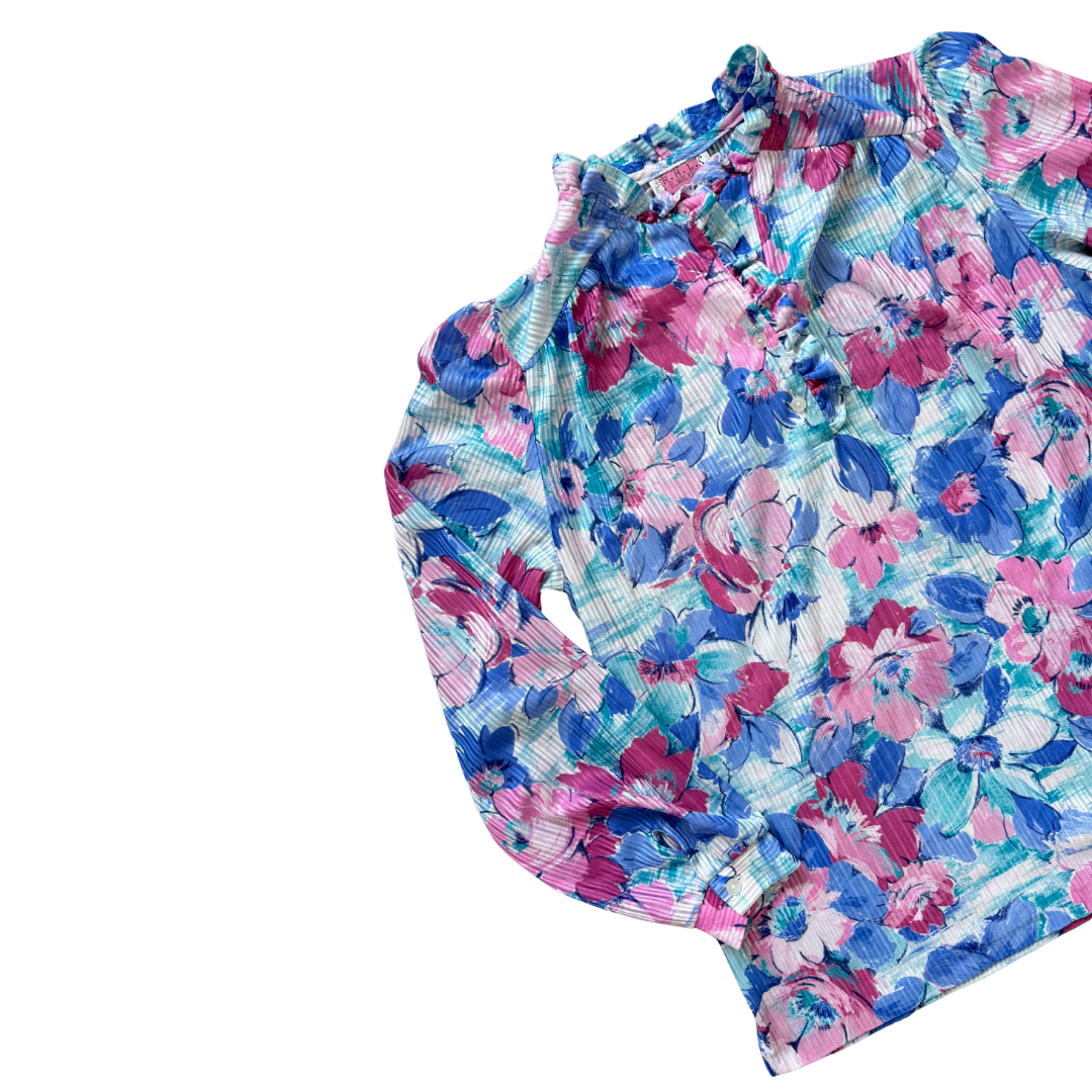 D'Allaird's Floral Ruffle Collar Blouse | Medium