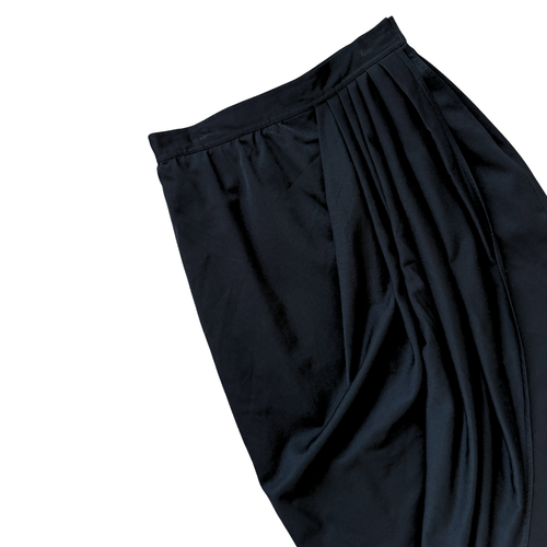 A.M. Beretta Paris Gathered Black Wool Maxi Skirt | Medium