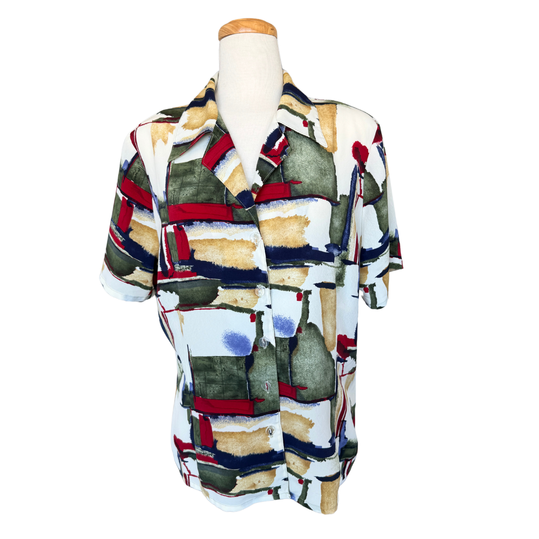 Multi-Colour Abstract Printed Blouse | Large / Extra-Large