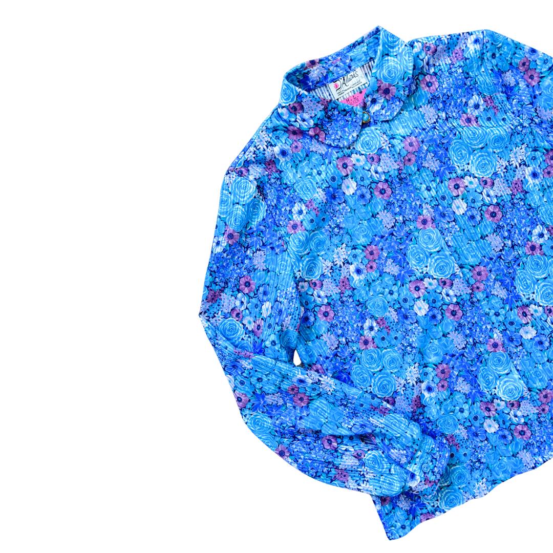 D'Allaird's Blue Rose Print Blouse | Small-Medium