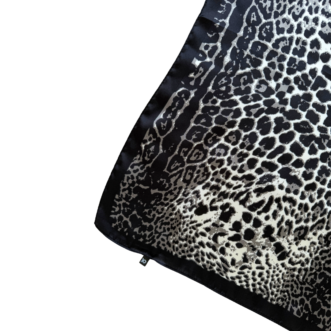 Black Leopard Print Square Scarf