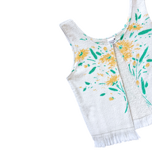 Load image into Gallery viewer, Recycled Vintage White Towel Vest with Yellow Floral Print | Medium
