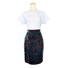 Load image into Gallery viewer, Black Floral Velvet Skirt | Medium
