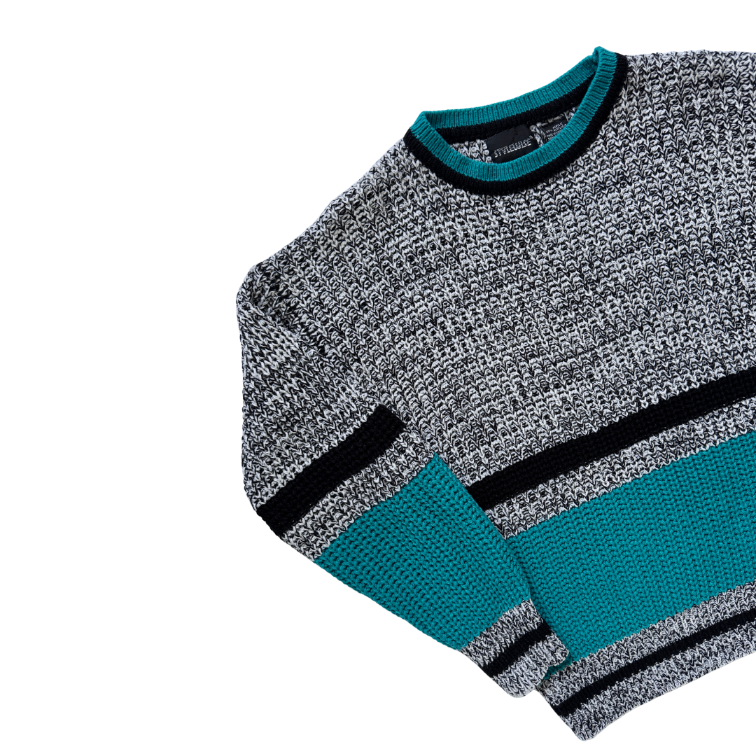 Stylewise Teal and Marled Grey Sweater | Large