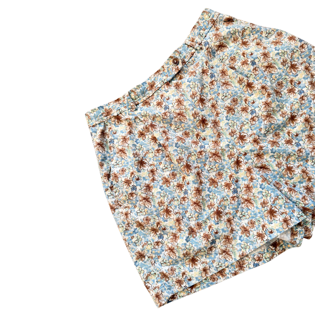 Lizsport Brown and Blue Floral Shorts | Large / Extra-Large