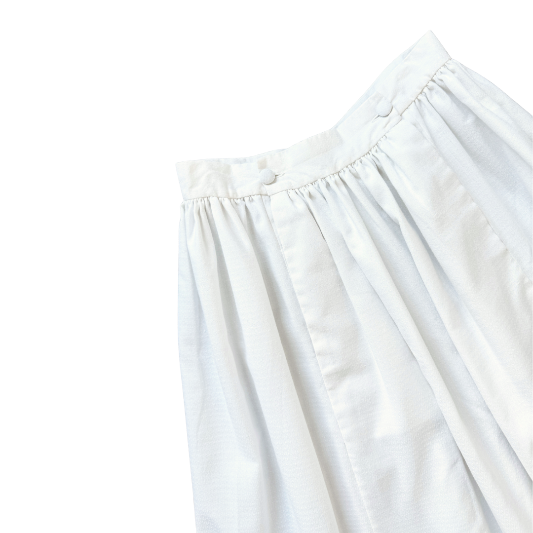 White Cotton Double Button Front Maxi Skirt | Medium