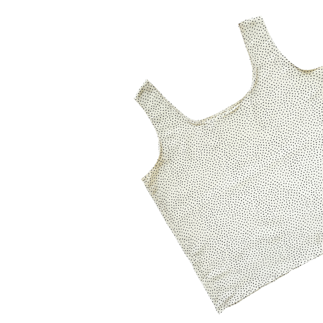 Cream Satin Speck Tank Top | Medium