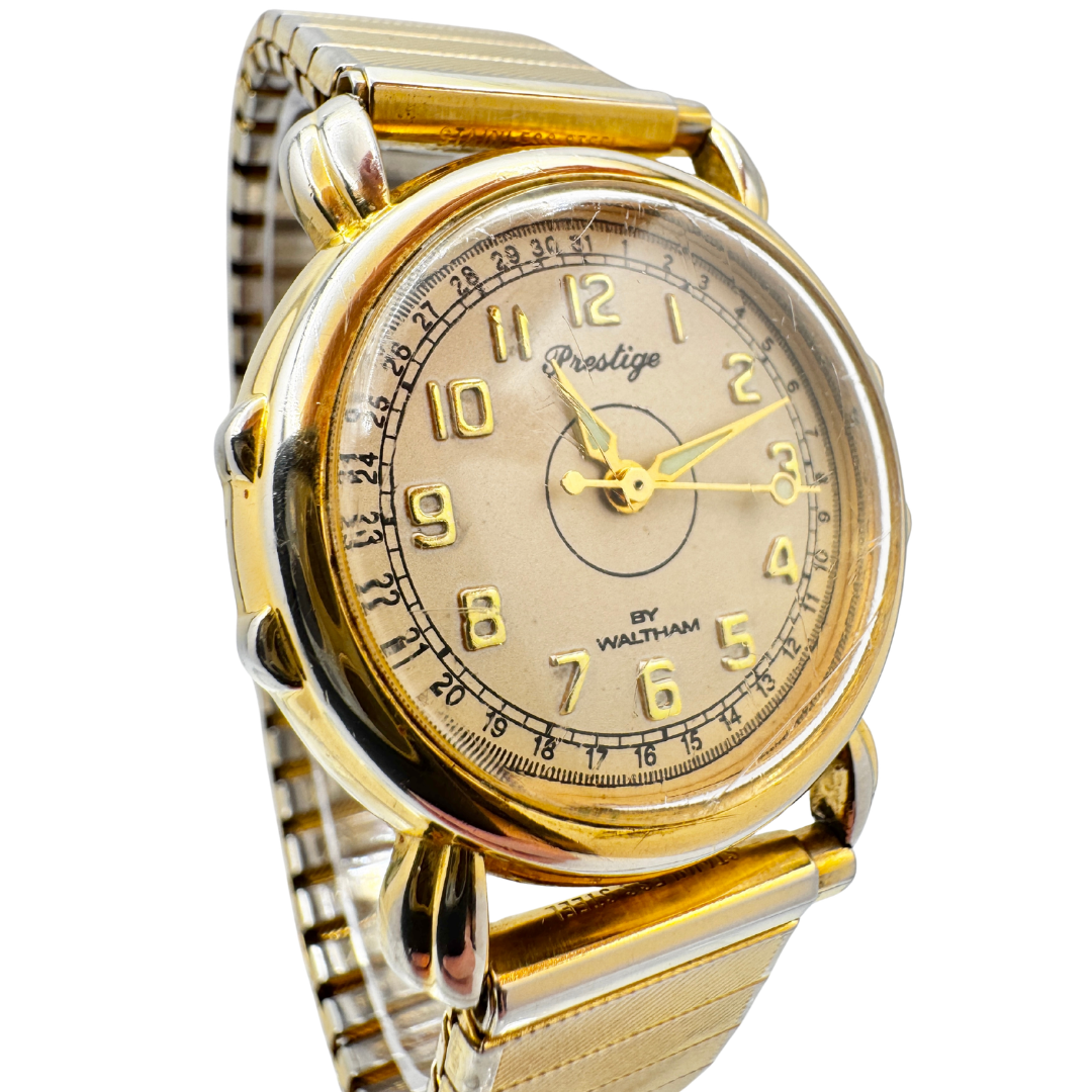 90s Prestige by Waltham Gold Stretch Band Watch