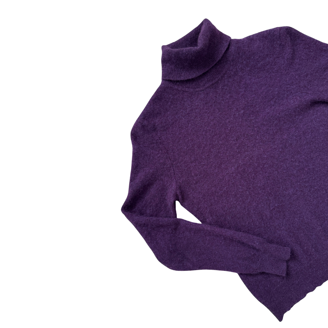 Lord & Taylor Royal Purple Cashmere Turtleneck Sweater | Extra-Small